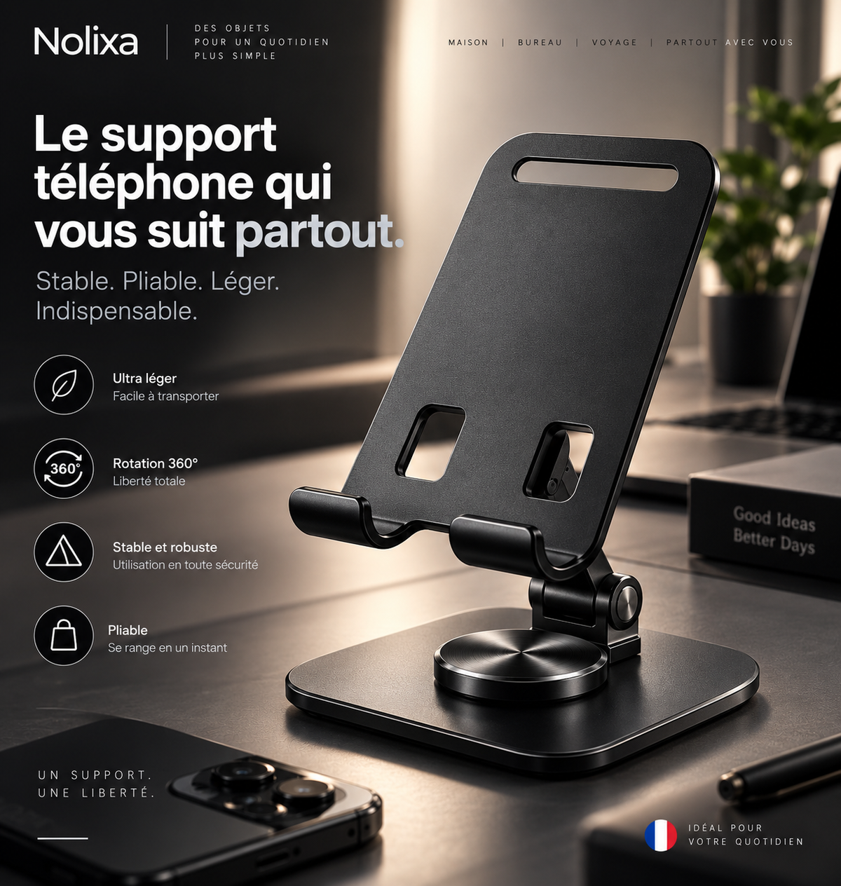 Support téléphone pliable 360° – Nolixa