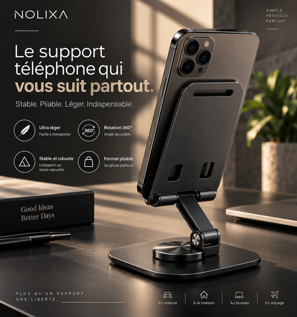 Support téléphone pliable 360° – Nolixa